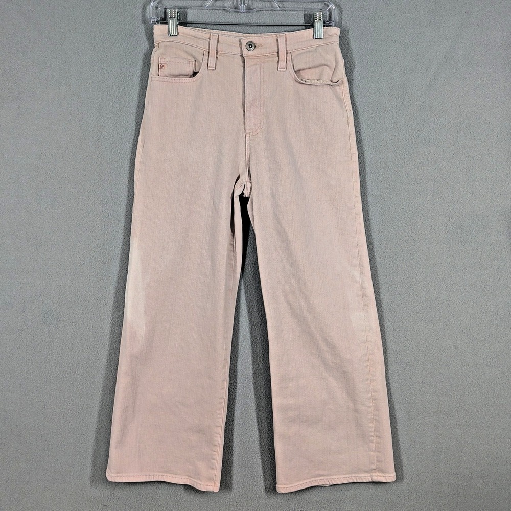 Adriano Goldschmied Jeans Women 26 Pink High Rise Wide Leg Crop Denim AG Jeans